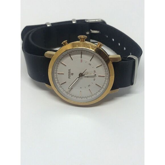 Fossil Ftw5009 Women's Black Leather Analog White Dial Hybrid Smart Watch No37 - Picture 5 of 9